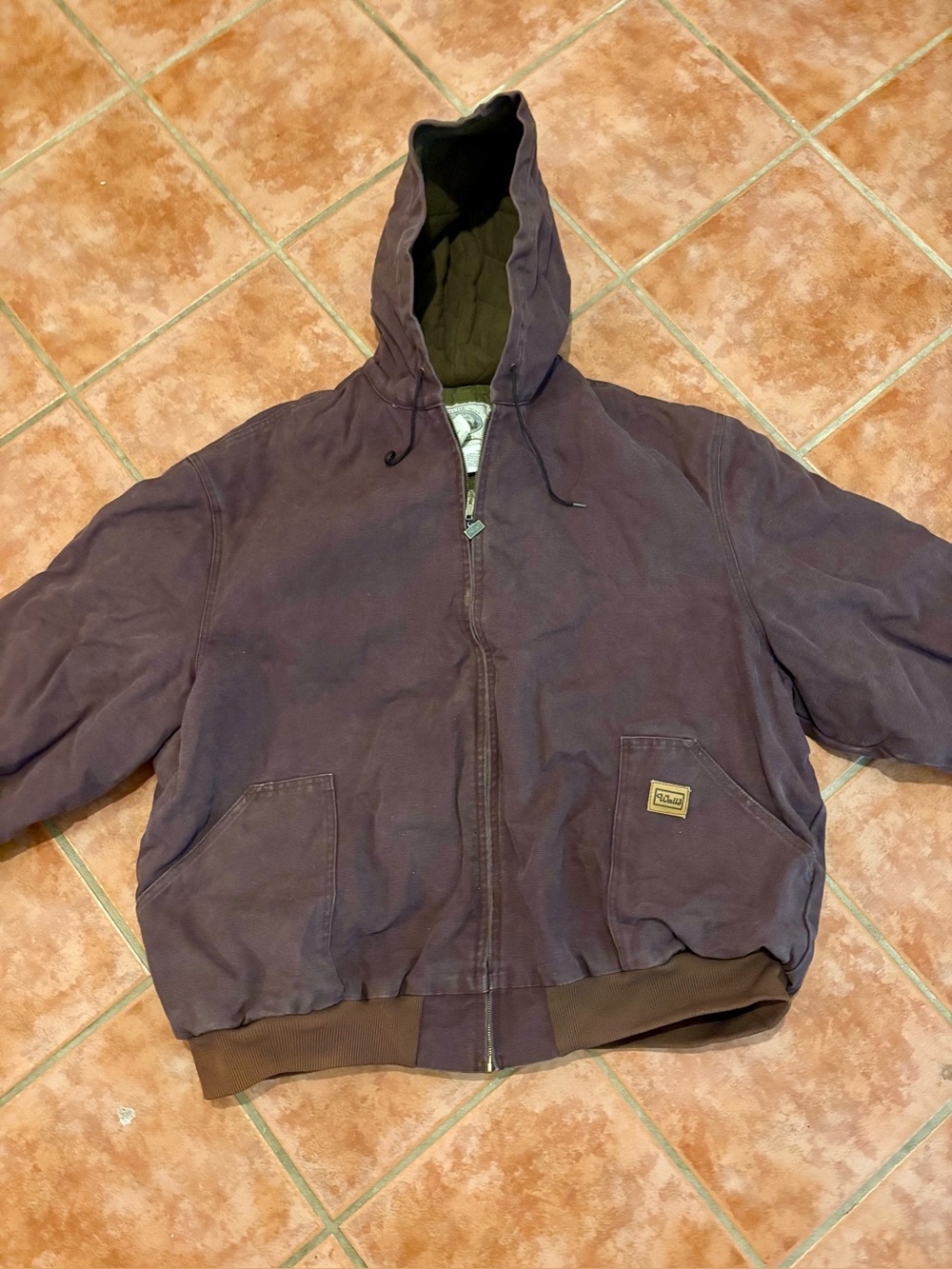 Walls brown canvas hooded lined Men's Work Jacket - Brown 4xl